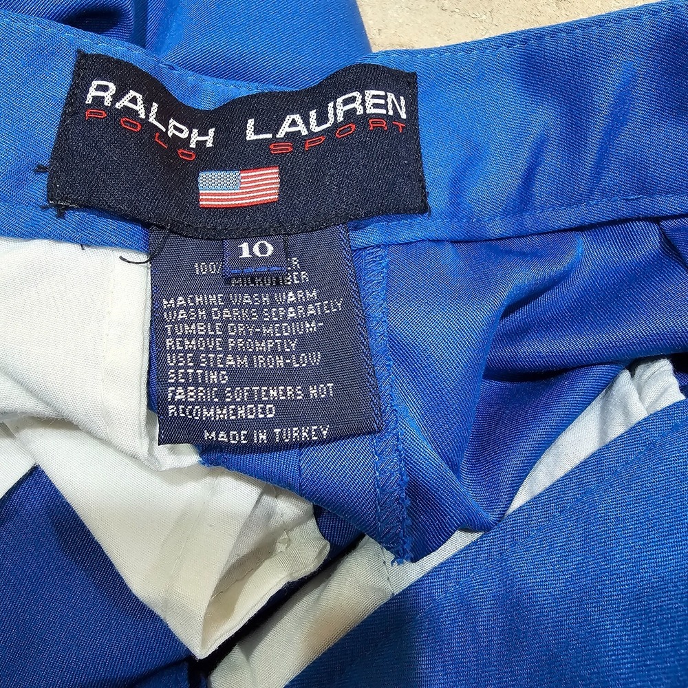 Polo Sport Ralph Lauren Pleated Trousers Womens 10 Blue Microfiber Cuffed READ - Picture 4 of 9